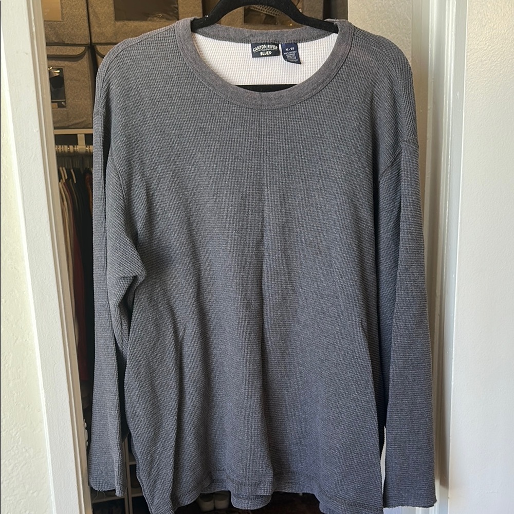 Vintage 90s Canyon River Blues Gray Waffle Knit Top